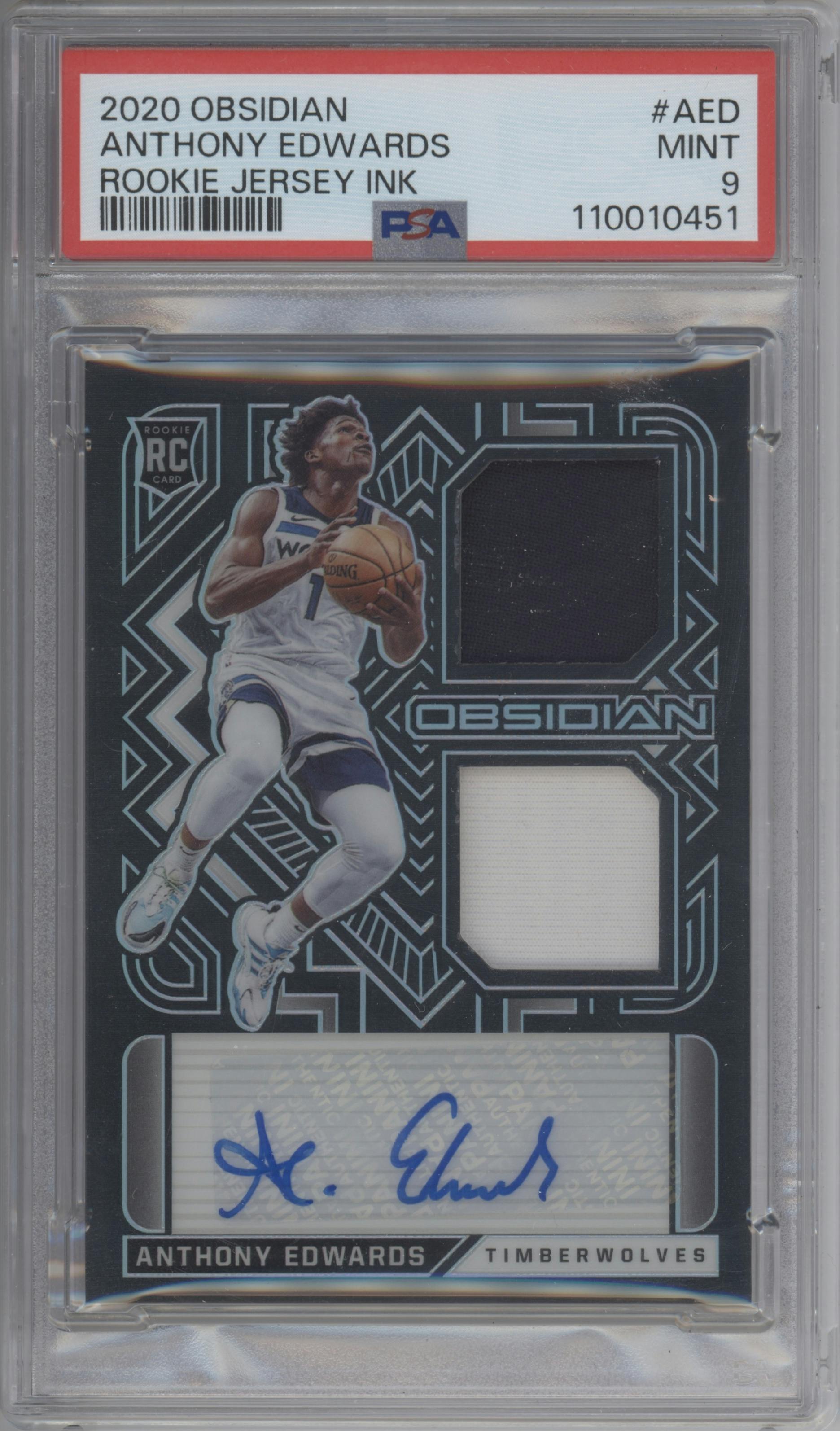 Anthony Edwards from the 2020-21 Panini Obsidian set graded by PSA and given an overall grade of 9.