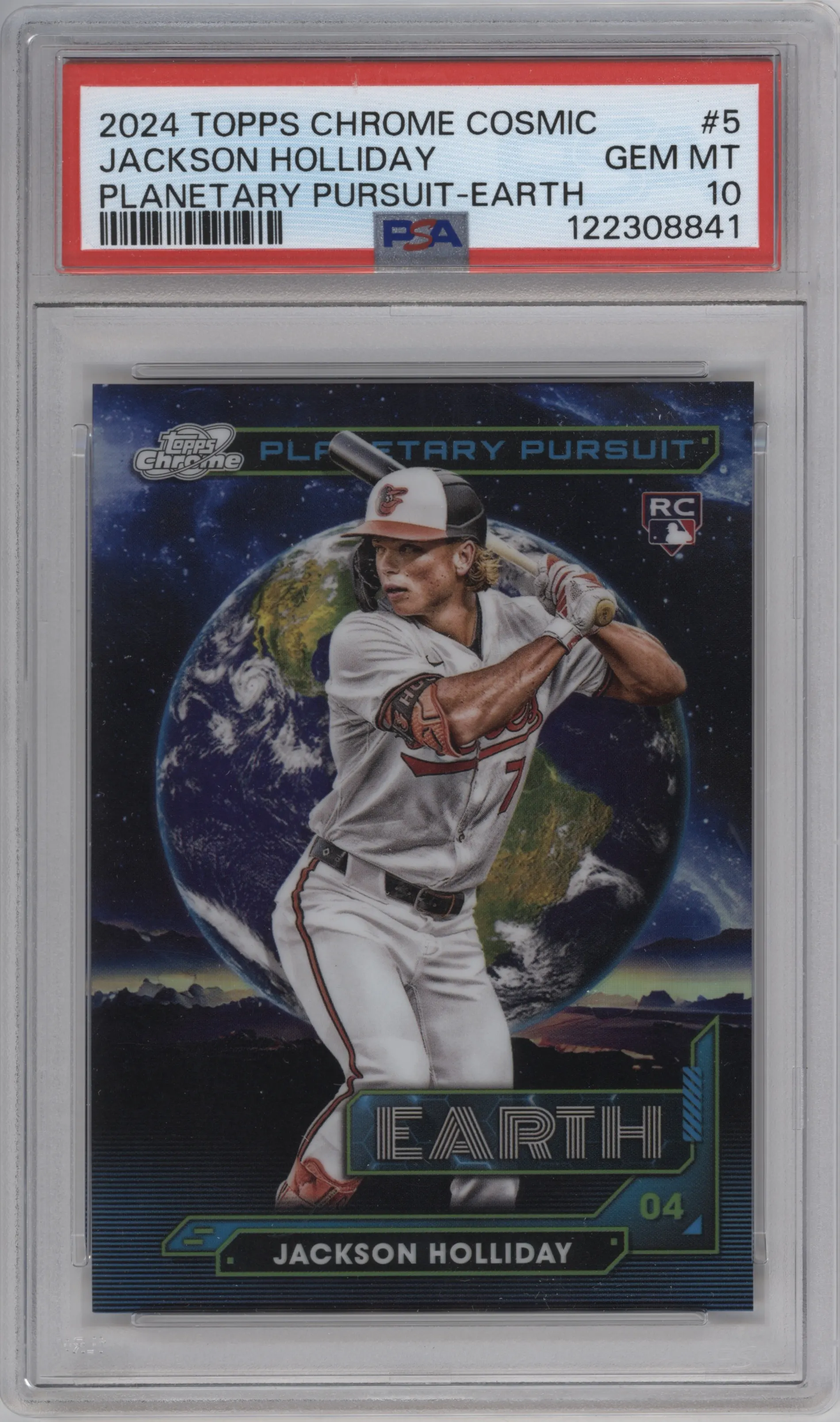 2024 Topps Cosmic Chrome Planetary Pursuit Earth Jackson Holliday PSA 10