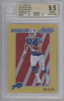 Josh Allen from the 2018 Panini Absolute set featuring a Spectrum Gold parallel graded by Beckett and given an overall grade of 9.5.