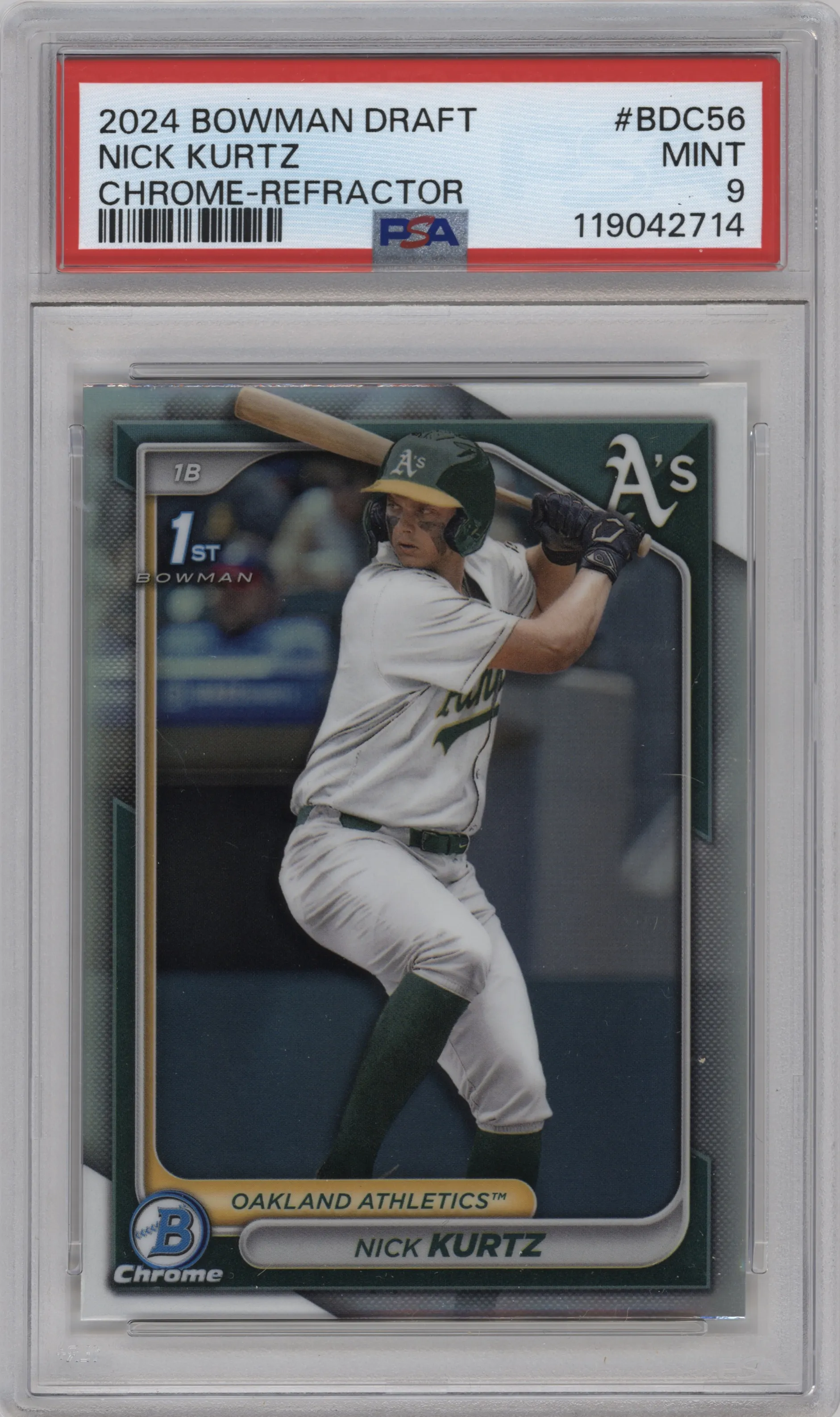 2024 Bowman Draft Chrome Nick Kurtz Refractor PSA 9