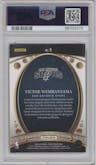 Victor Wembanyama from the 2023-24 Panini Select  set featuring a Red Prizm parallel graded by PSA and given an overall grade of 10.