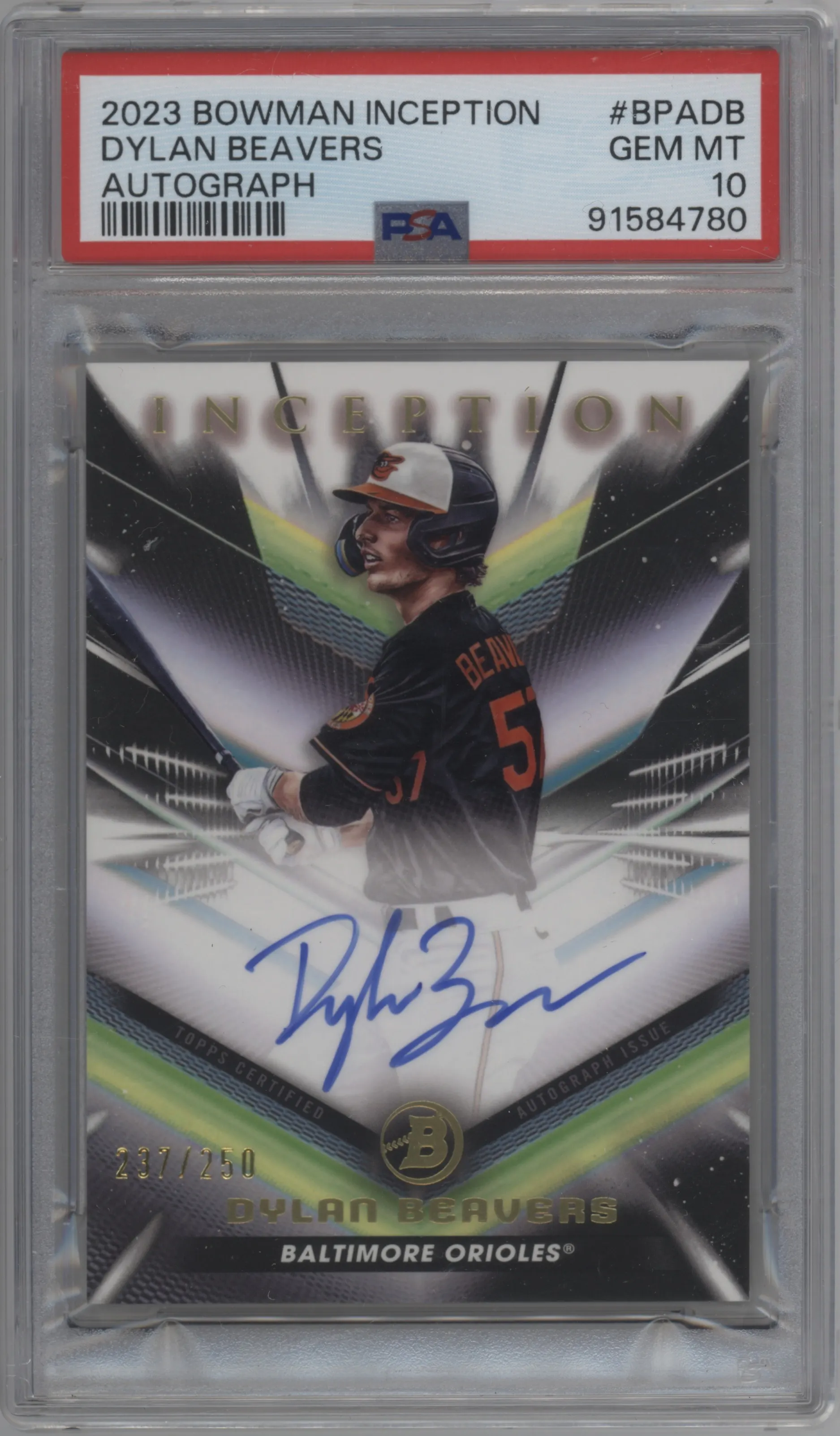 2023 Bowman Inception Auto Dylan Beavers PSA 10