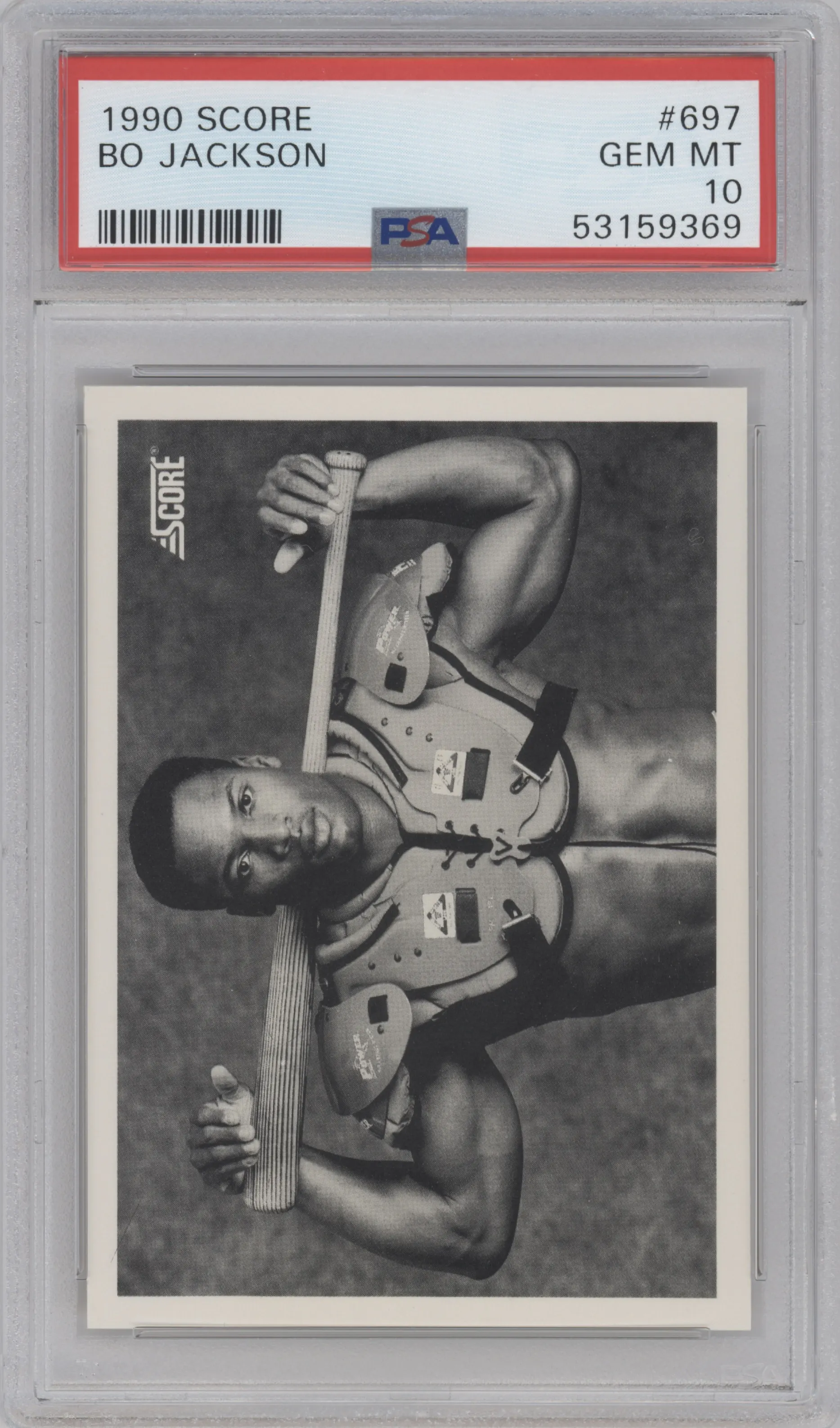 Bo Jackson  from the 1990 Score set graded by PSA and given an overall grade of 10.