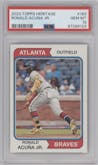 Ronald Acuna Jr. from the 2023 Topps Heritage set graded by PSA and given an overall grade of 10.