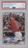 Shohei Ohtani from the 2018 Topps Holiday set graded by PSA and given an overall grade of 9.