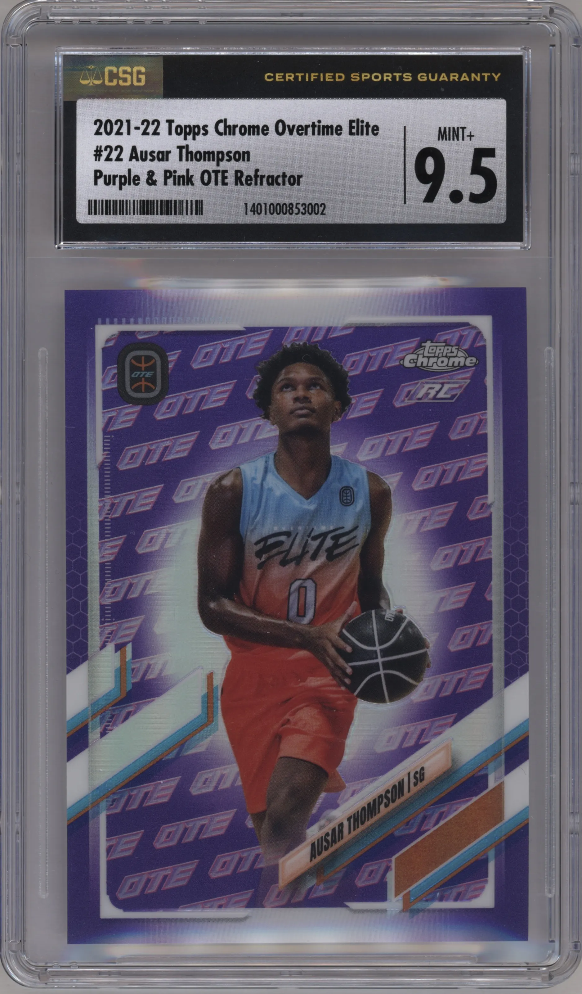 2021 Topps Chrome OTE Ausar Thompson Purple/Pink OTE Refractor #22 CGC 9.5
