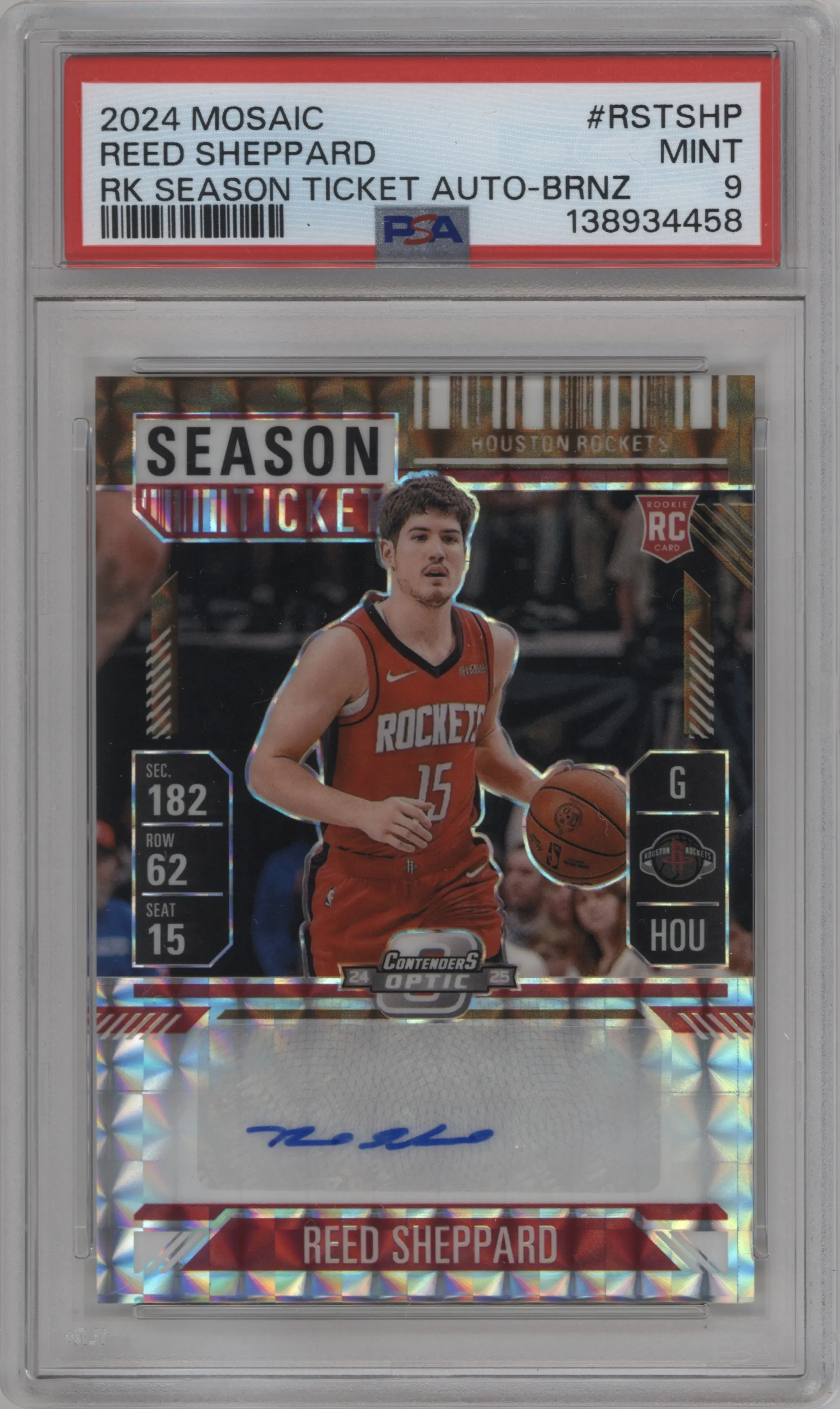 2024 Panini Mosaic Rke.Season Tkt. Reed Sheppard Bronze #RST-SHP PSA 9