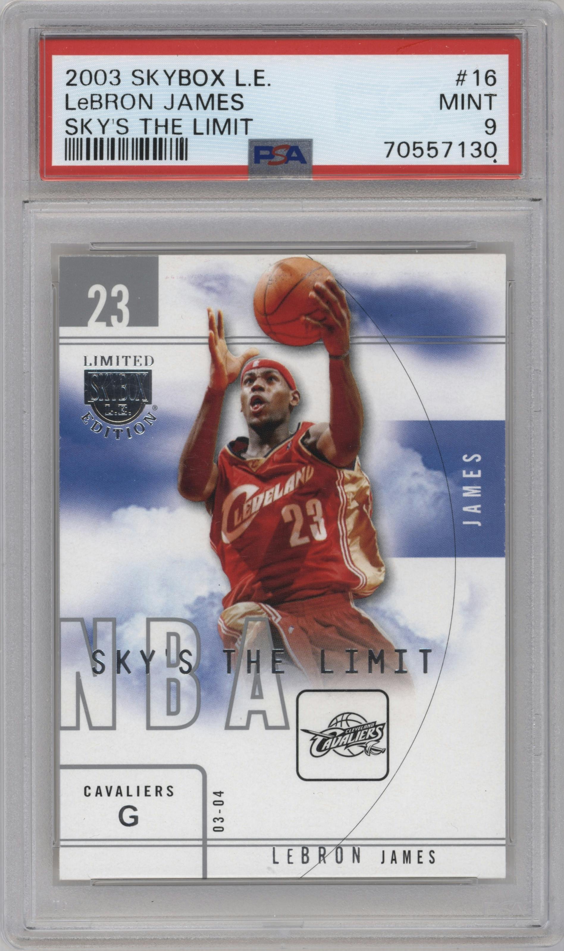 LeBron James from the 2003-04 SkyBox LE set graded by PSA and given an overall grade of 9.