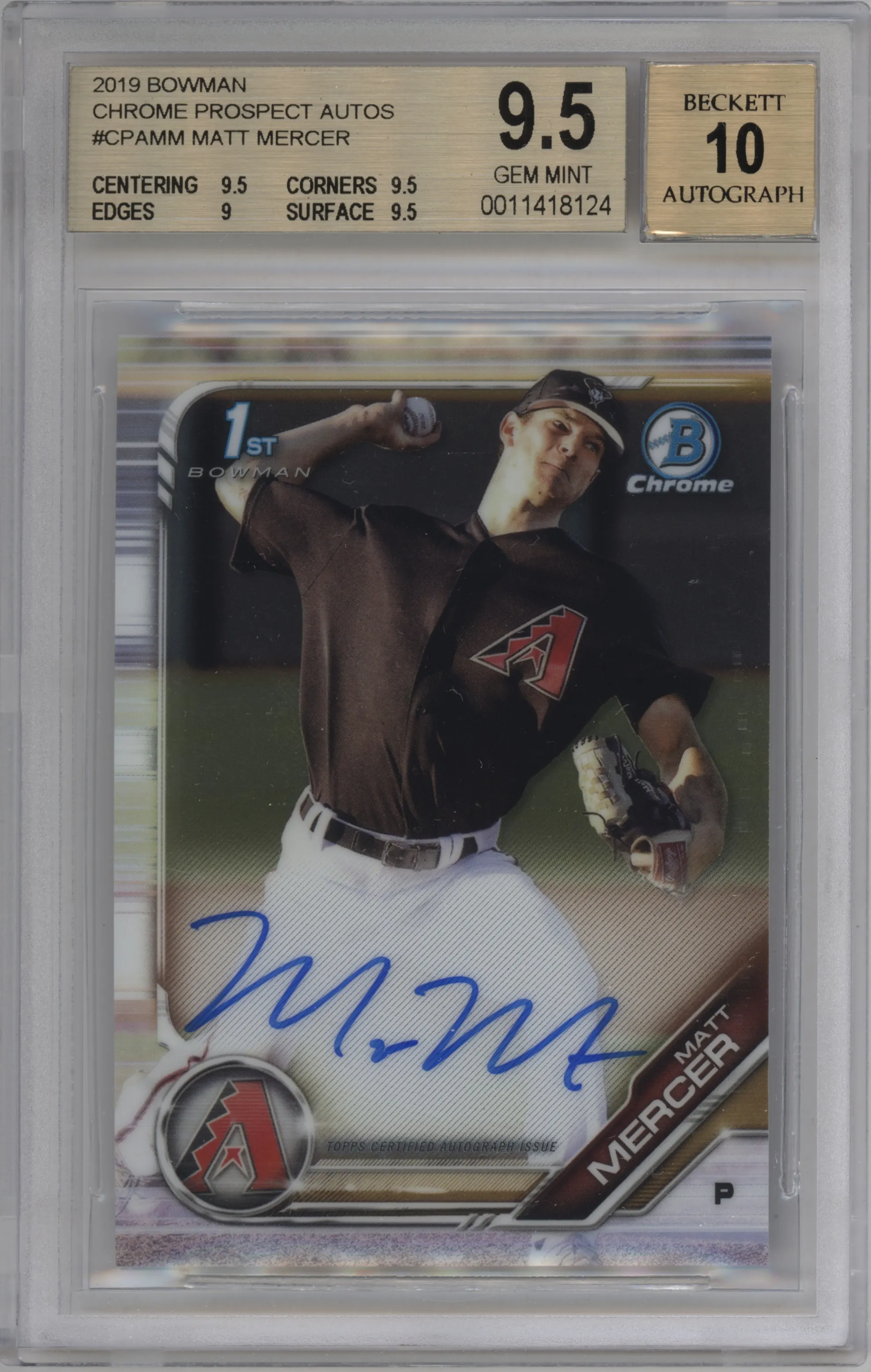 2019 Bowman Chr.Pros.Auto Matt Mercer #CPA-MM BGS 9.5