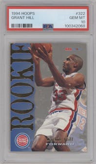 Grant Hill from the 1994-95 SkyBox NBA Hoops set graded by PSA and given an overall grade of 10.