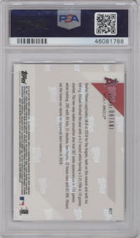 Shohei Ohtani from the 2018-19 Topps Now Offseason set graded by PSA and given an overall grade of 10.