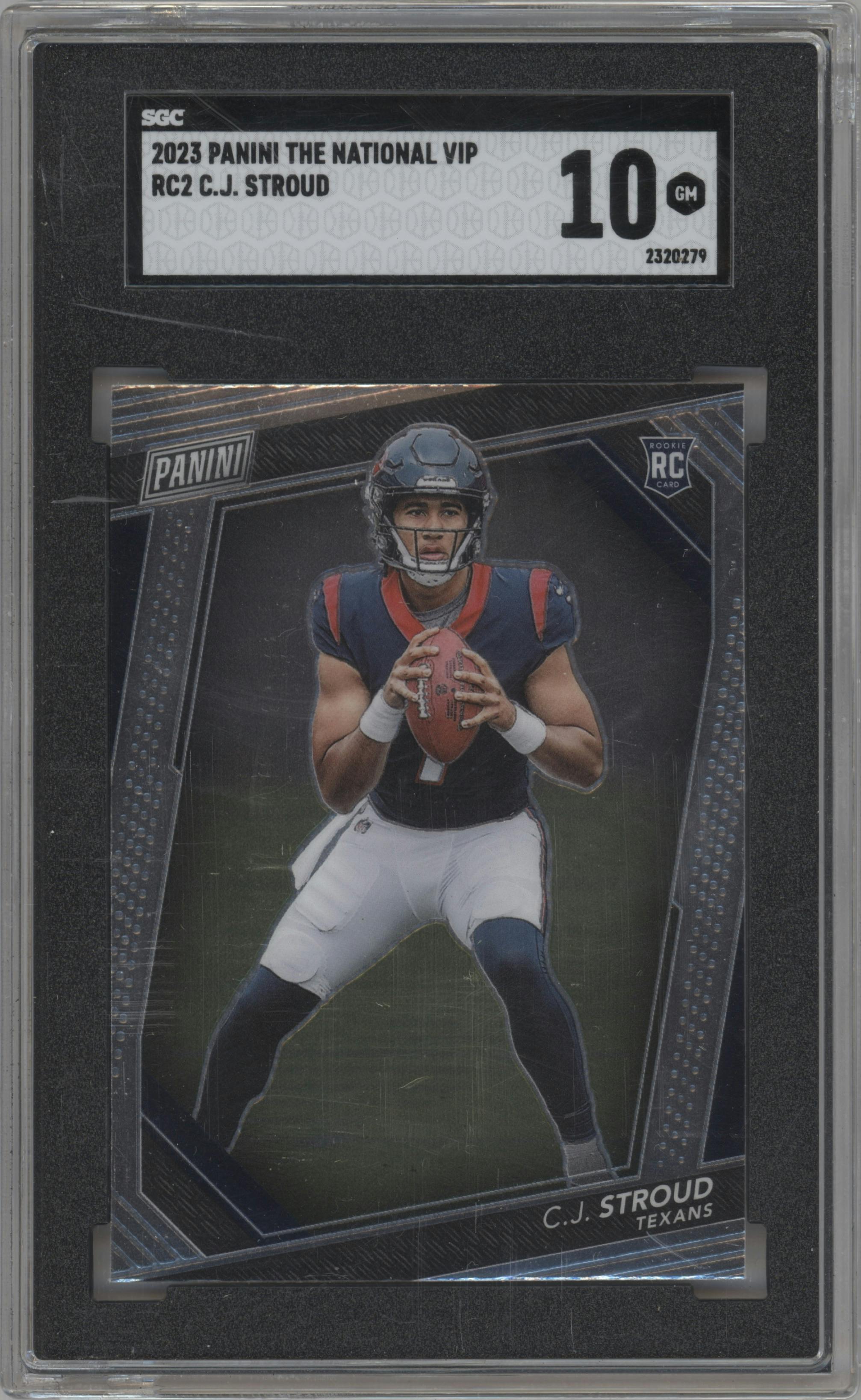 C.J. Stroud from the 2023 Panini The National VIP set graded by SGC and given an overall grade of 10.