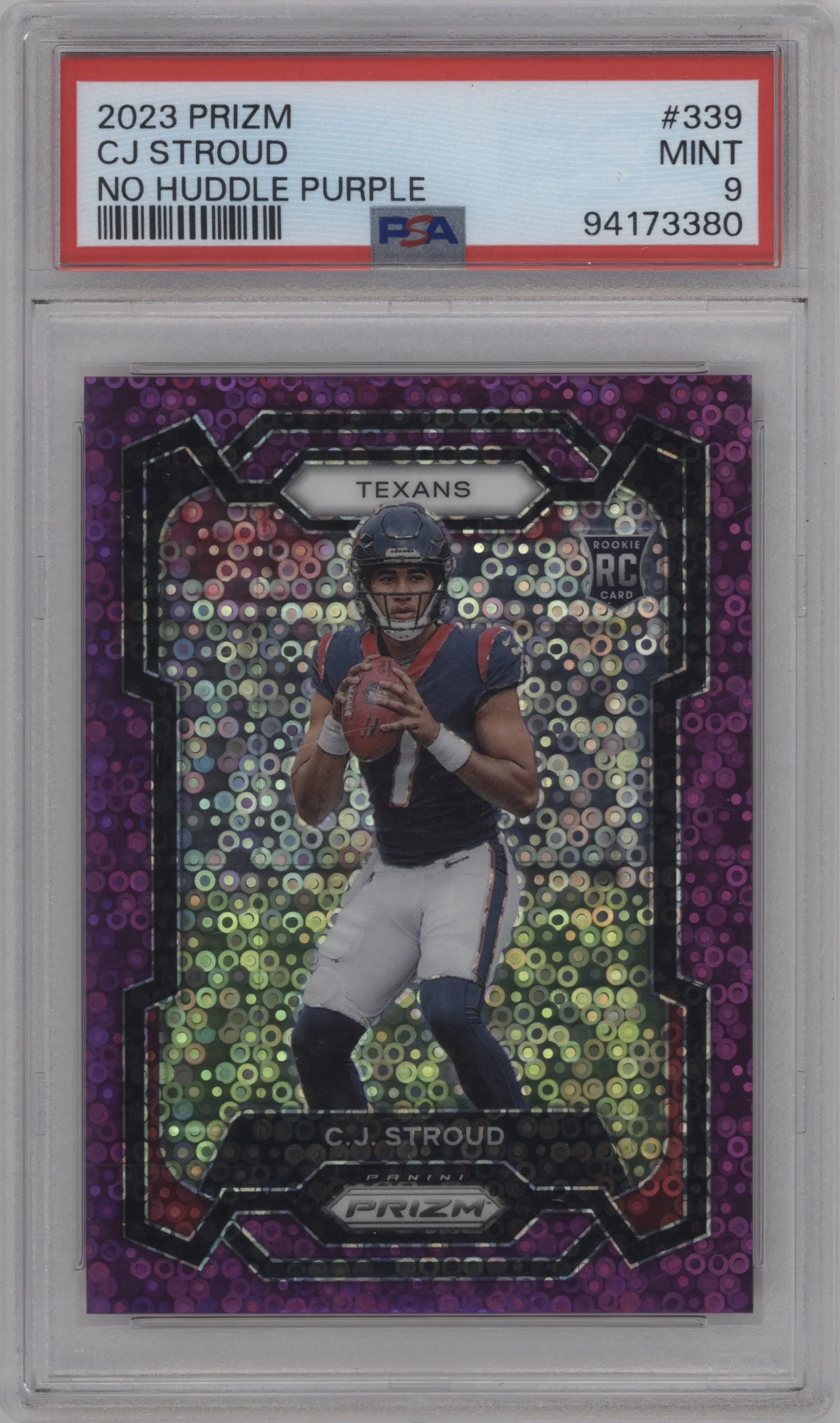 2023 Panini Prizm C.J. Stroud No Huddle Purple #339 PSA 9