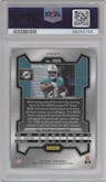 De'Von Achane from the 2023 Panini Prizm set featuring a Silver Prizm parallel graded by PSA and given an overall grade of 10.