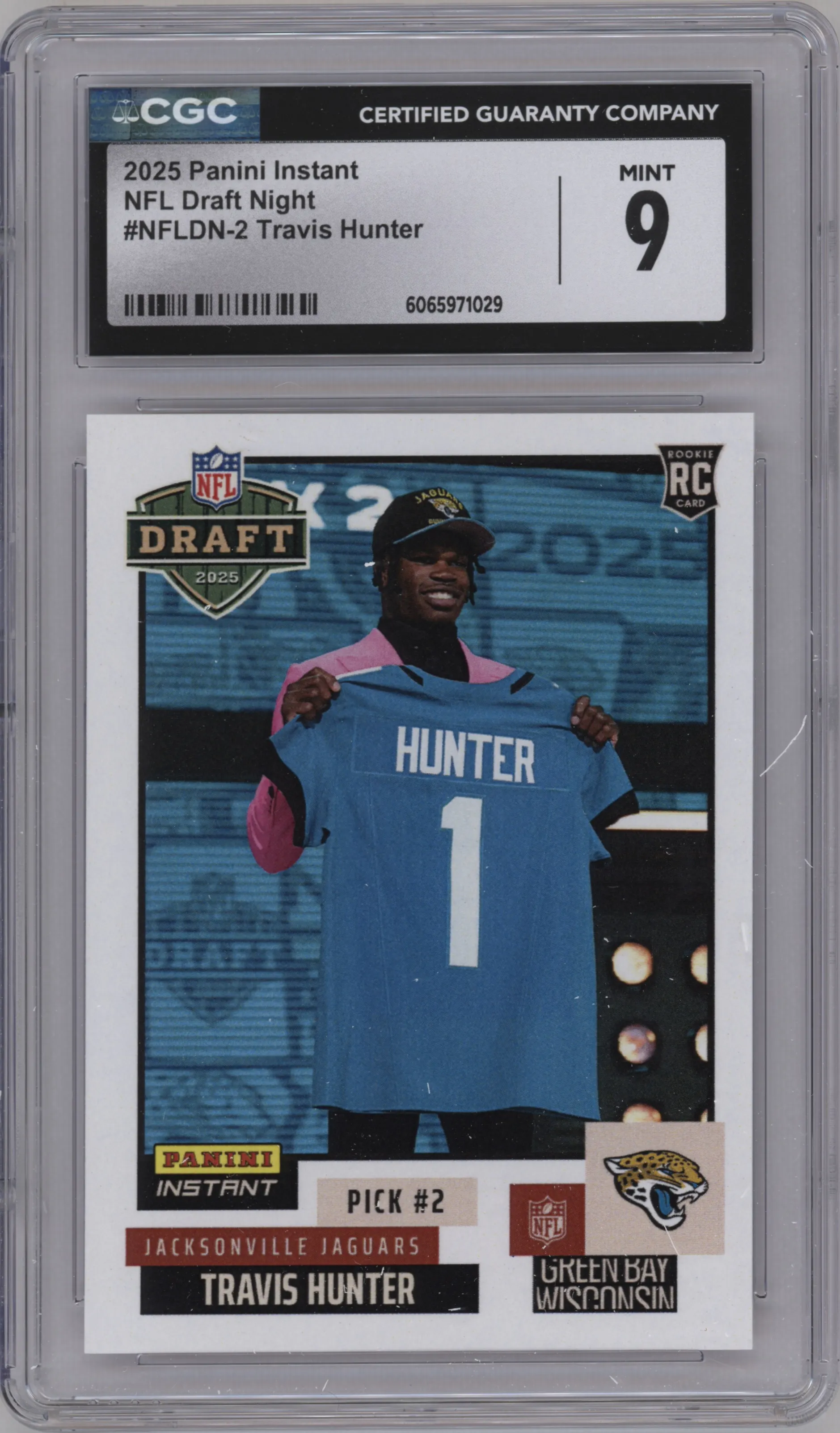 2025 Panini Instant NFL Draft Night Travis Hunter CGC 9