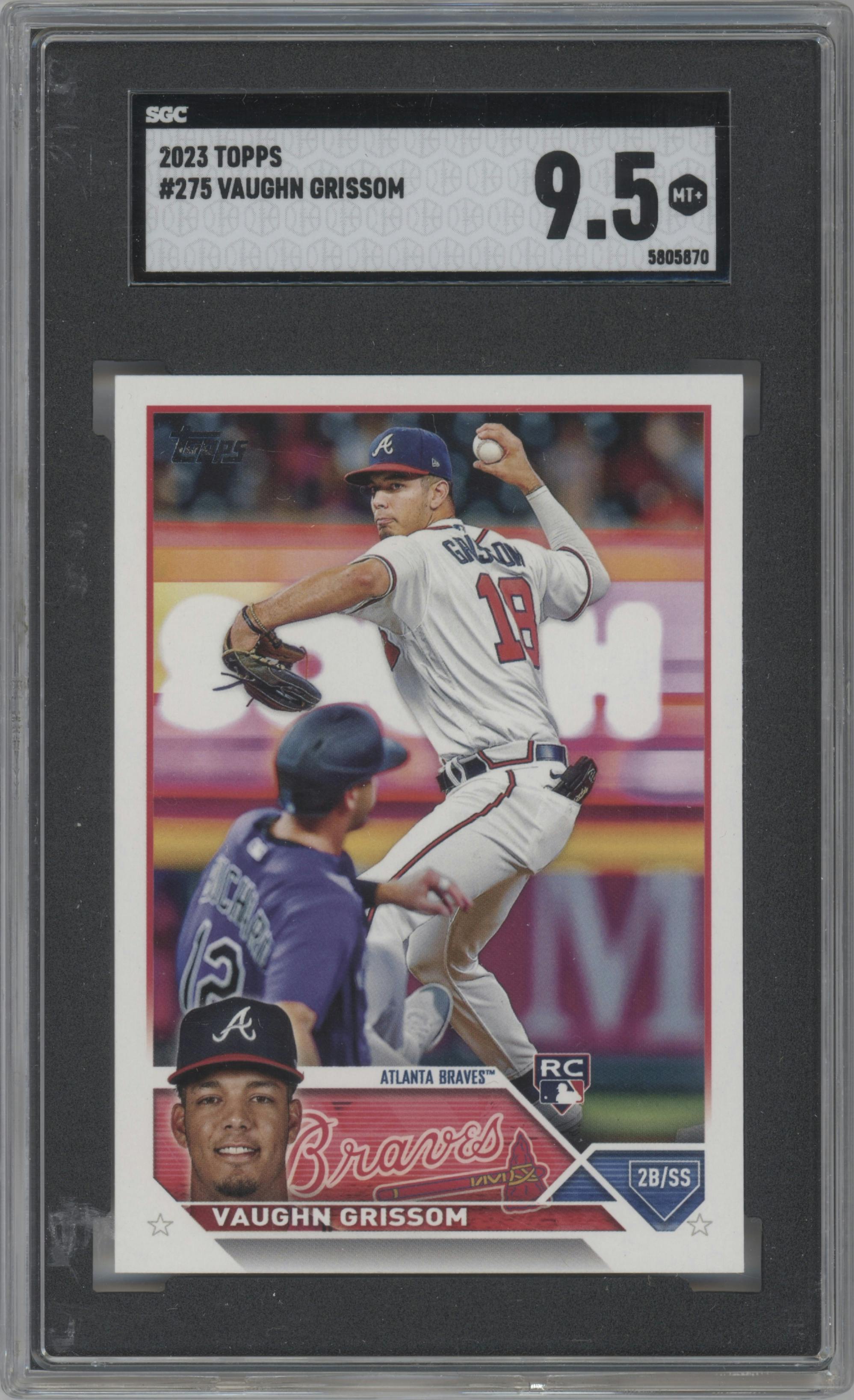 Vaughn Grissom from the 2023 Topps Series 1 set graded by SGC and given an overall grade of 9.5.