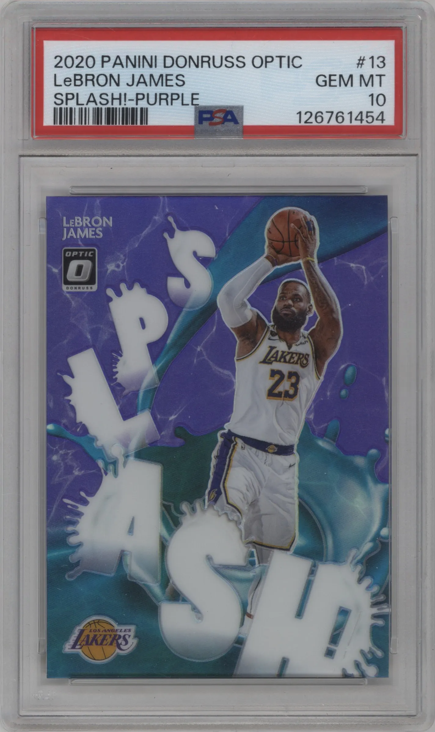 2020 Panini Donruss Optic Splash! LeBron James Purple #13 PSA 10