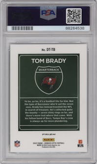 Tom Brady from the 2022 Panini Donruss Optic set graded by PSA and given an overall grade of 10.