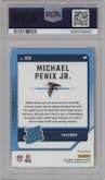 Michael Penix Jr.  from the 2024 Donruss set featuring a Red and Green parallel graded by PSA and given an overall grade of 10.