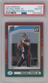 Michael Penix Jr.  from the 2024 Donruss set featuring a Red and Green parallel graded by PSA and given an overall grade of 10.