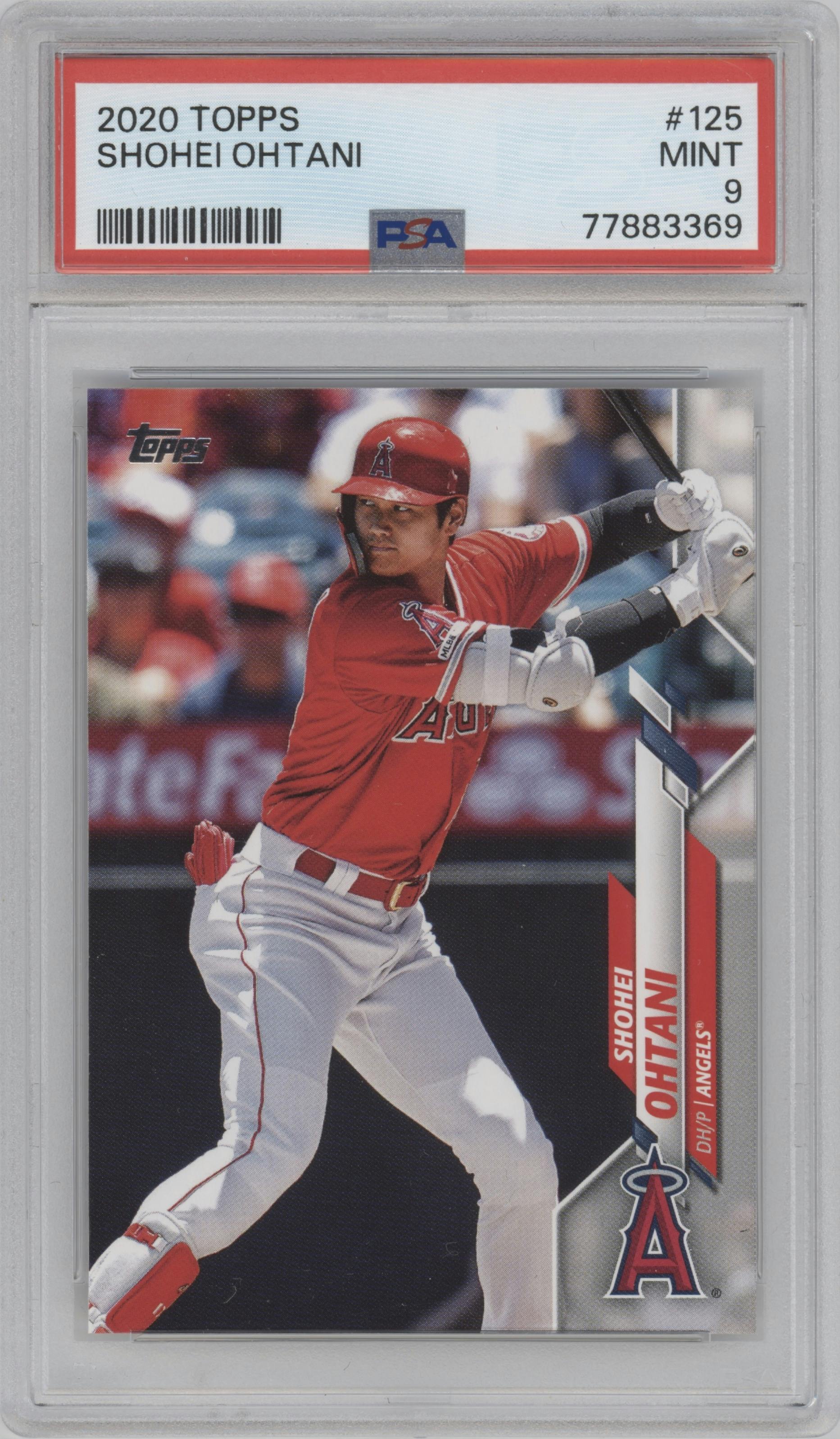 Shohei Ohtani from the 2020 Topps Series 1 set graded by PSA and given an overall grade of 9.