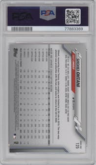 Shohei Ohtani from the 2020 Topps Series 1 set graded by PSA and given an overall grade of 9.