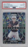 Brock Bowers from the 2024 Panini Prizm set featuring a Green Prizm parallel graded by PSA and given an overall grade of 10.
