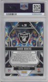 Brock Bowers from the 2024 Panini Prizm set featuring a Green Prizm parallel graded by PSA and given an overall grade of 10.