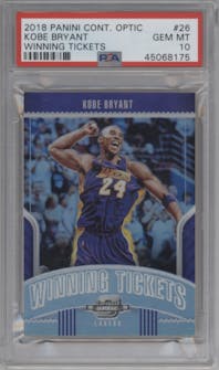 Kobe Bryant from the 2018-19 Panini Contenders Optic set graded by PSA and given an overall grade of 10.