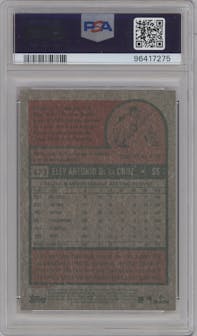 Elly De La Cruz from the 2024 Topps Heritage set featuring a Chrome parallel graded by PSA and given an overall grade of 10.