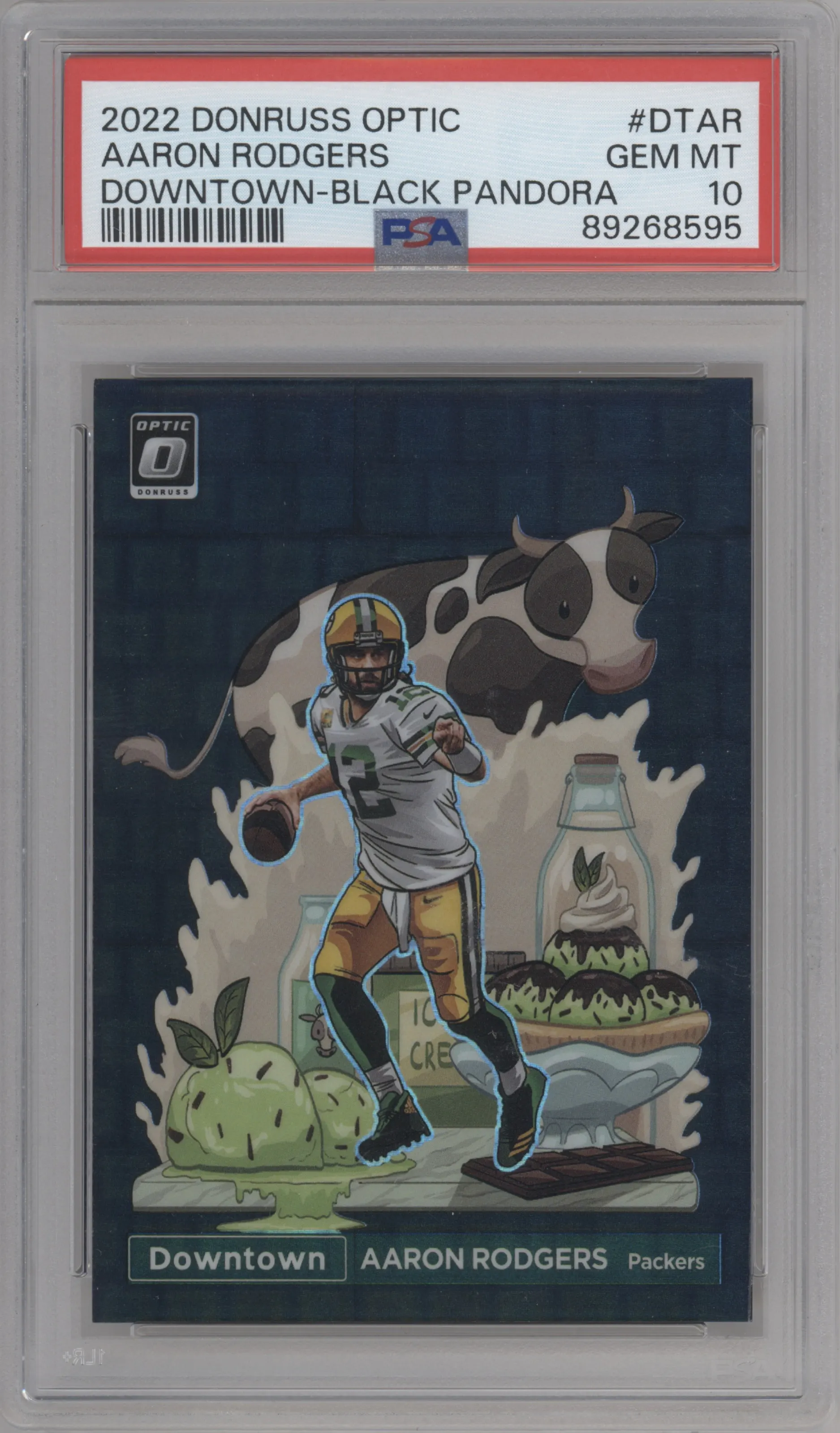 2022 Panini Donruss Optic Downtown Aaron Rodgers Black Pandora #DT-AR PSA 10