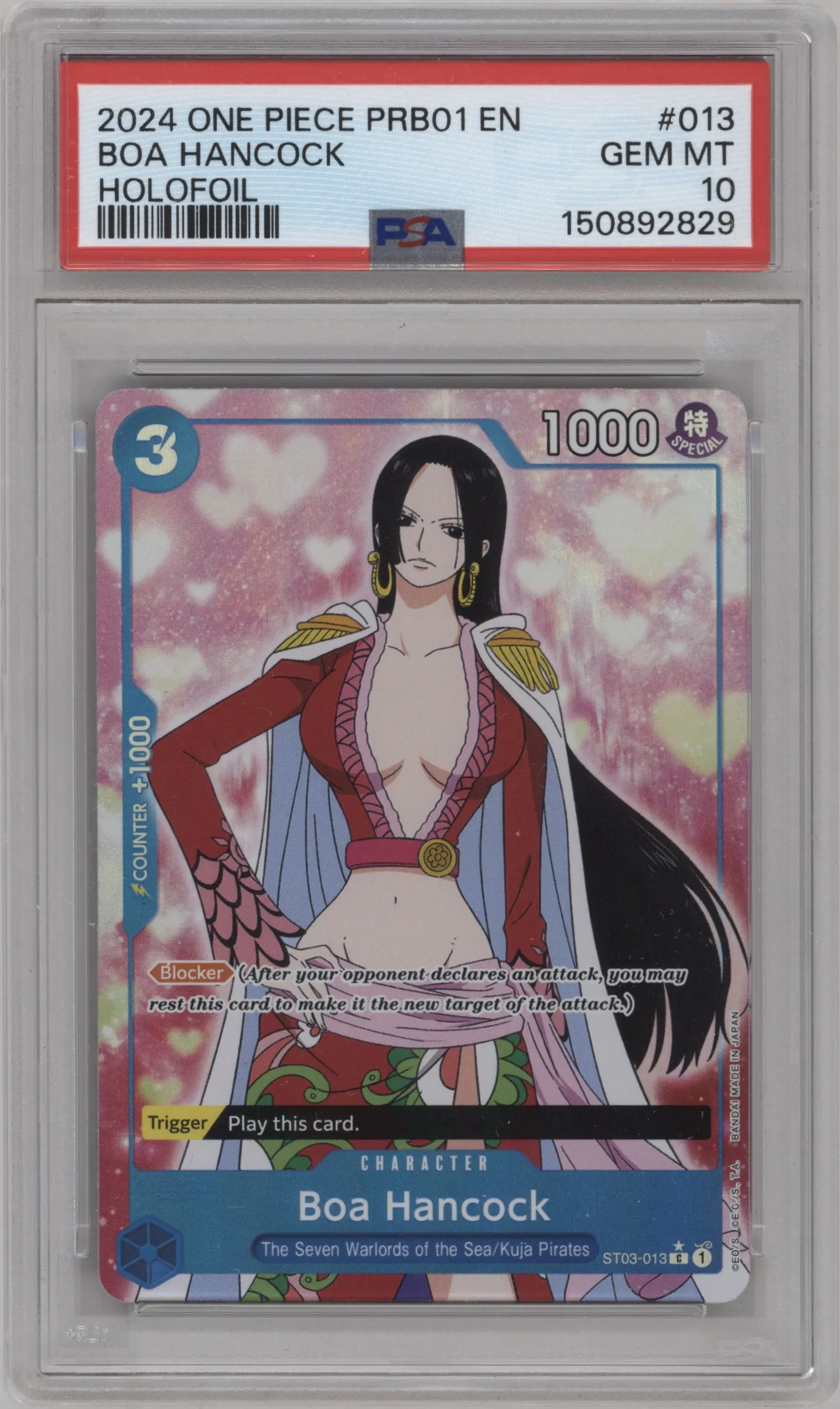 2024 One Piece Card The Best Boa Hancock Full Art C #ST03-013 C PSA 10