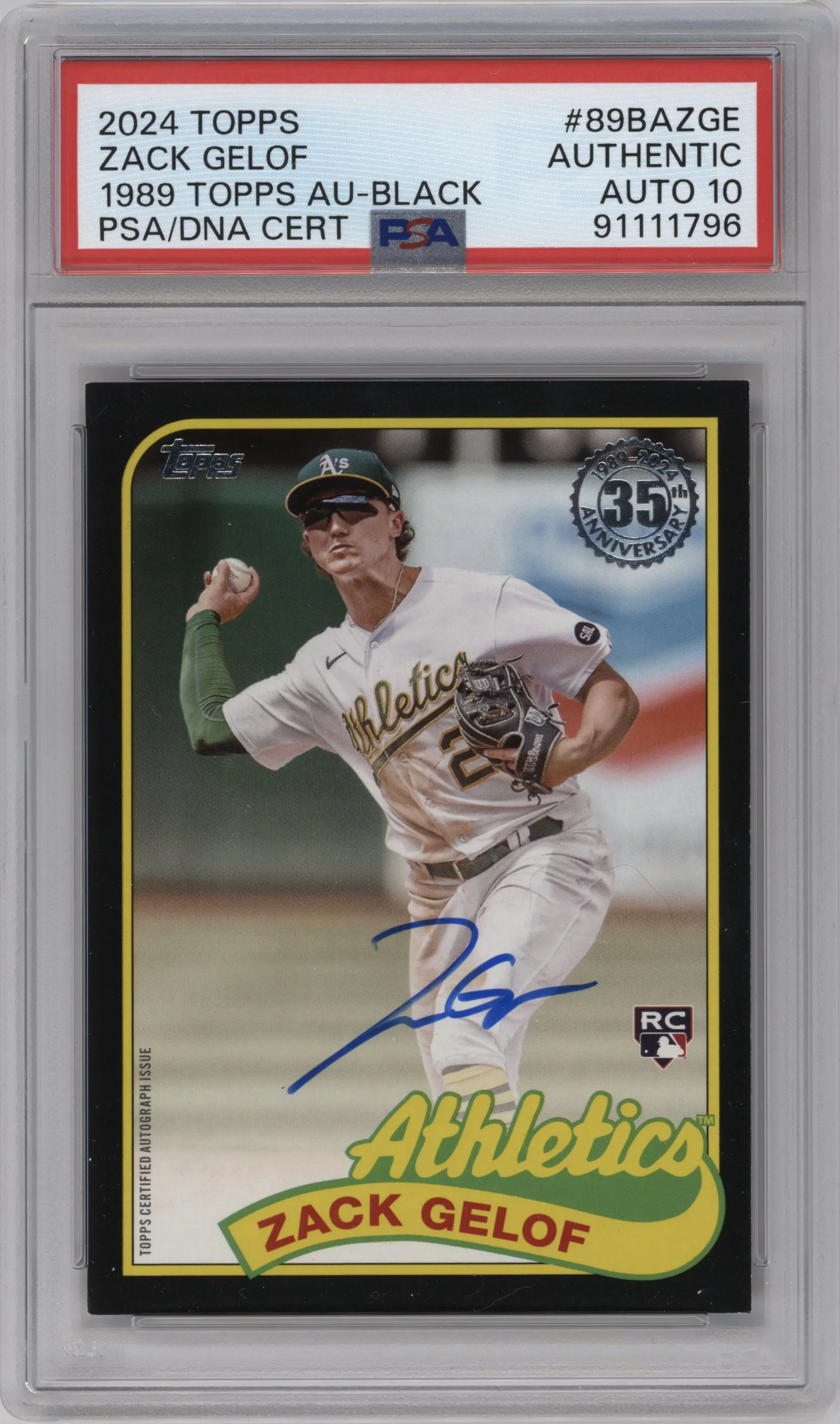 2024 Topps 1989 35th Anniv.Auto Zack Gelof Black PSA AUTHENTIC #89BA-ZGE PSA