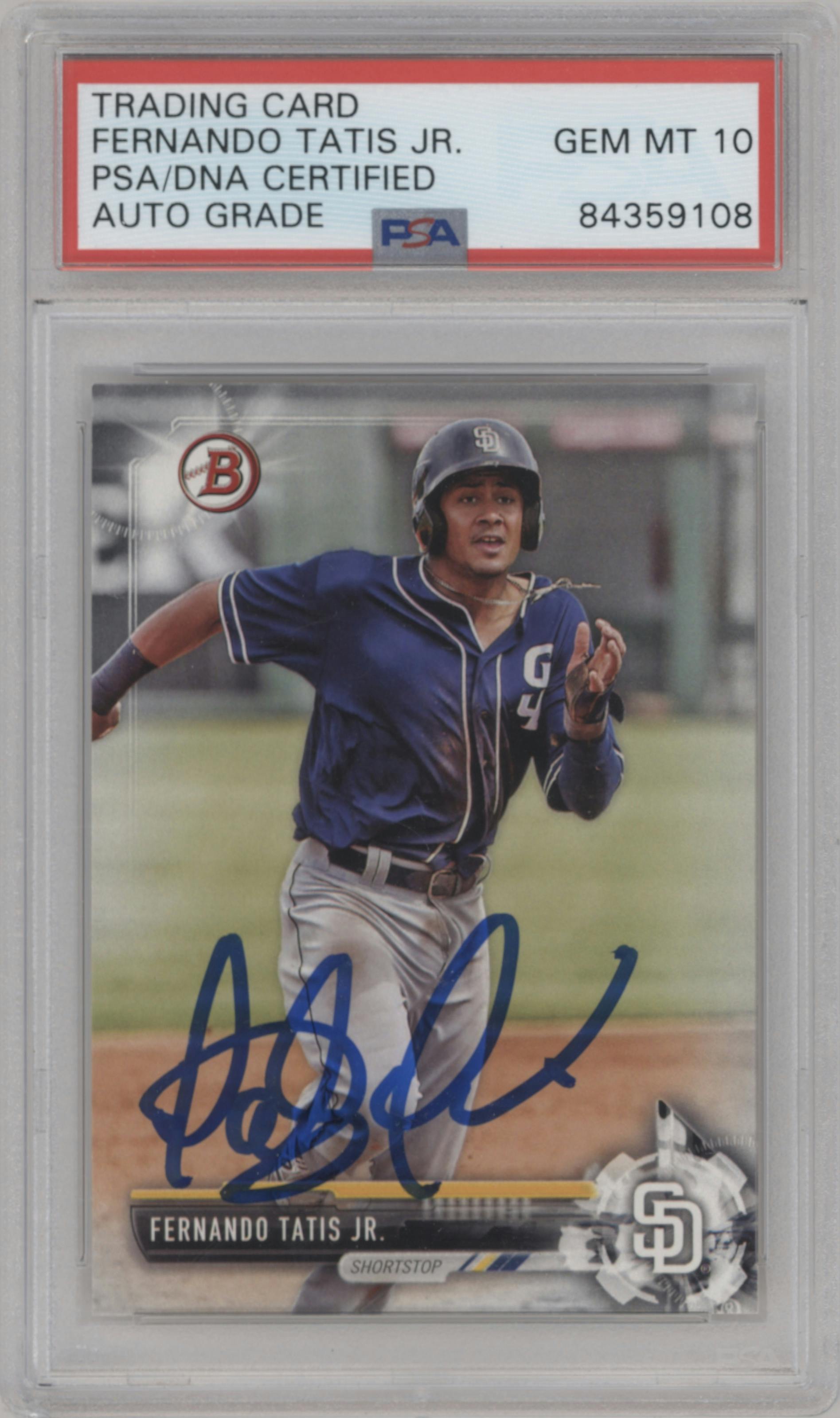 Fernando Tatis Jr. from the 2017 Bowman Draft set graded by PSA.