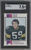 Jack Ham from the 1973 Topps set graded by SGC and given an overall grade of 7.5.