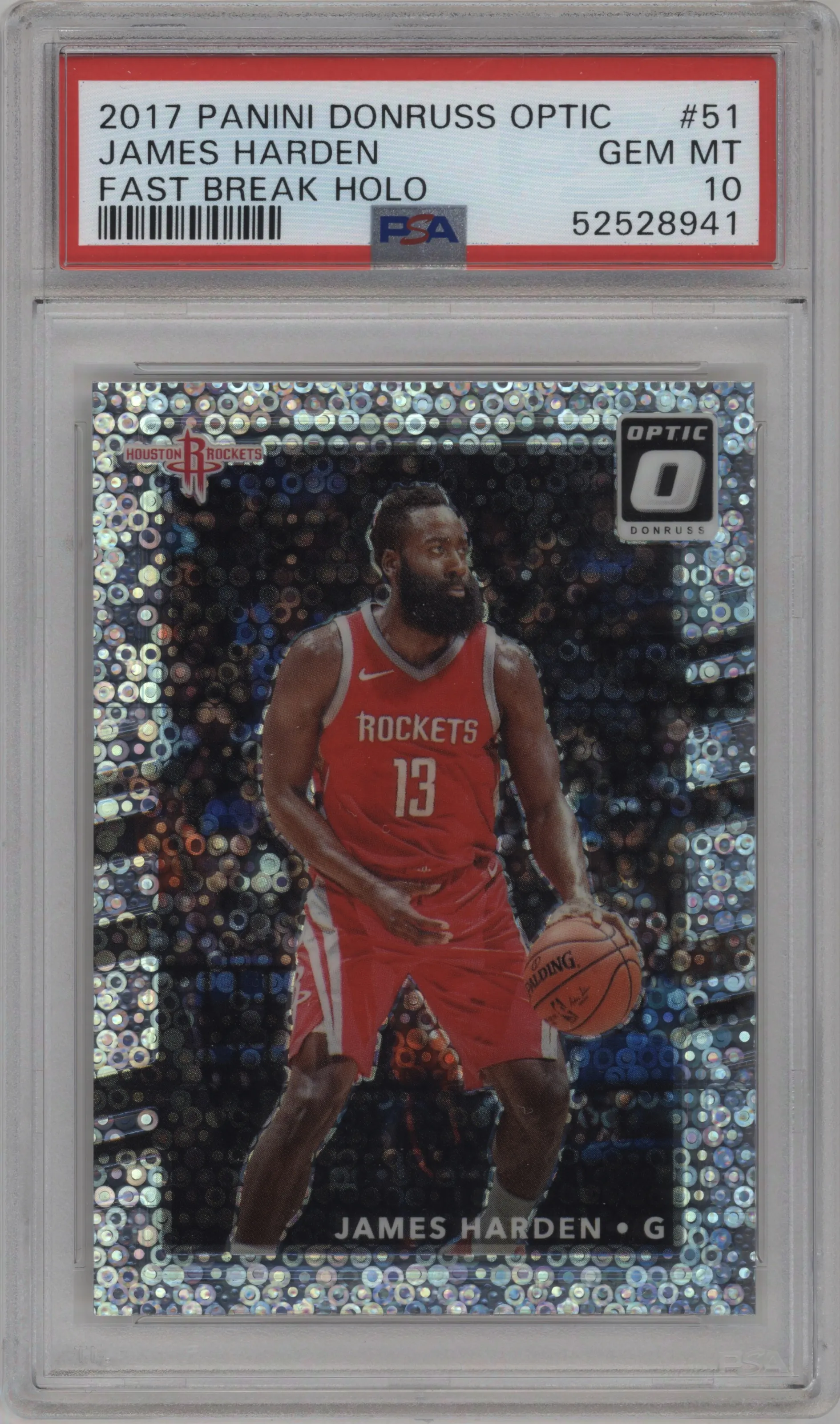 2017 Panini Donruss Optic James Harden Fast Break Holo #51 PSA 10