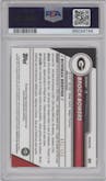 Brock Bowers from the 2023 Bowman Chrome University set featuring a Refractor parallel graded by PSA and given an overall grade of 10.