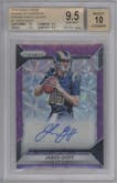 Jared Goff  from the 2016 Panini Prizm set featuring a Purple Scope parallel graded by Beckett and given an overall grade of 9.5.