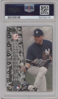 Derek Jeter from the 1999 Metal Universe set graded by PSA and given an overall grade of 10.