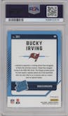 Bucky Irving from the 2024 Donruss set featuring a Holo parallel graded by PSA and given an overall grade of 9.