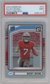 Bucky Irving from the 2024 Donruss set featuring a Holo parallel graded by PSA and given an overall grade of 9.