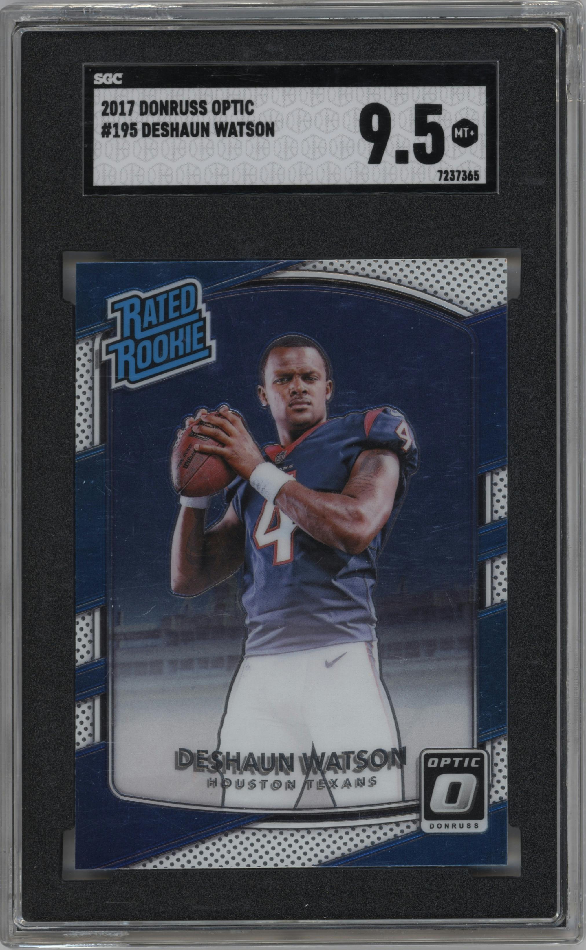 Deshaun Watson from the 2017 Panini Donruss Optic set graded by SGC and given an overall grade of 9.5.