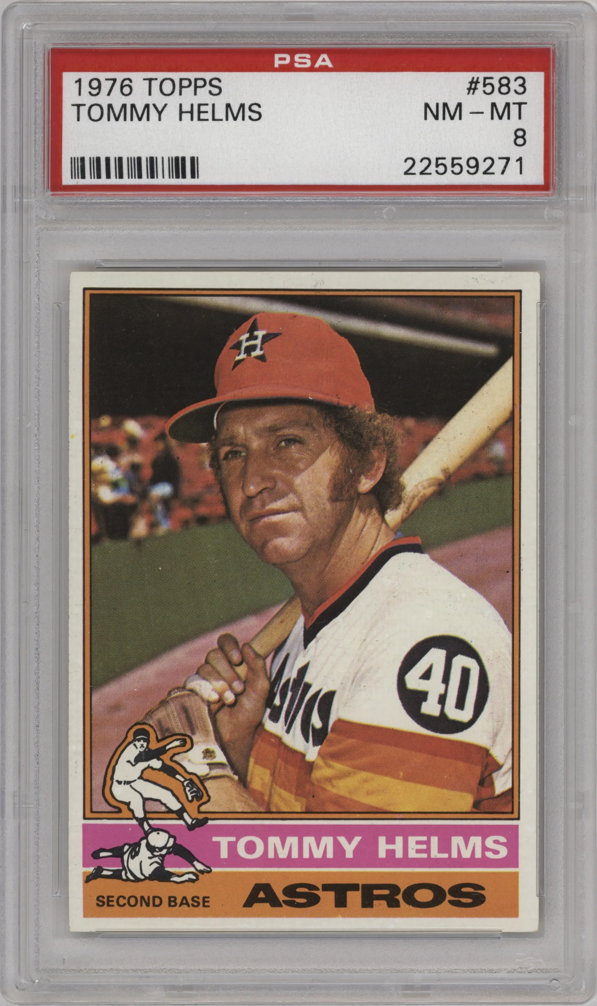 1976 Topps Tommy Helms #583 PSA 8