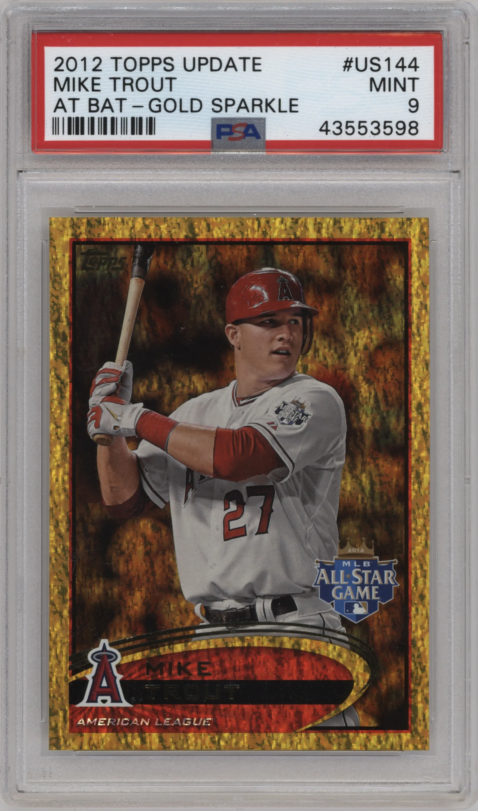 2012 Topps Update Series Mike Trout Gold Sparkle #US144 PSA 9