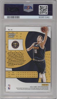 Nikola Jokic from the 2020-21 Panini Revolution set graded by PSA and given an overall grade of 9.