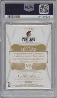 Damian Lillard from the 2018-19 Panini Flawless set featuring a Ruby parallel graded by PSA and given an overall grade of 10.