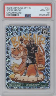 Joe Burrow from the 2023 Donruss Optic set graded by PSA and given an overall grade of 10.