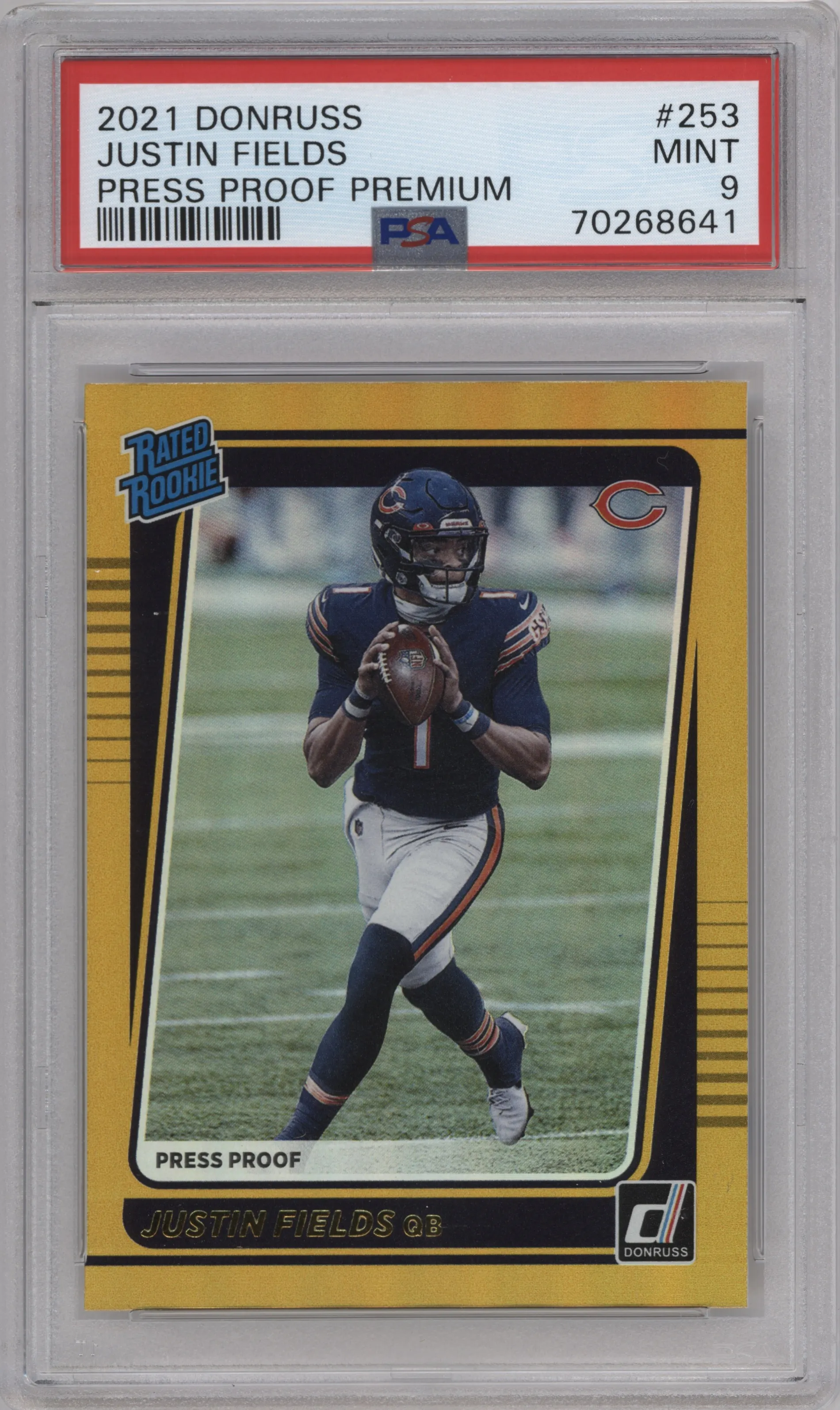 2021 Panini Donruss Rated Rookie Justin Fields Press Proof Premium PSA 9