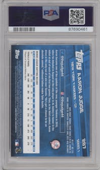 Aaron Judge from the 2017 Topps Series 1 set graded by PSA and given an overall grade of 9.