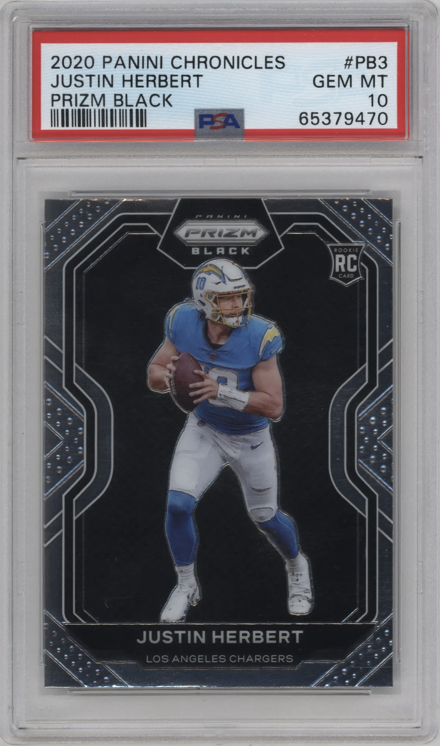 2020 Panini Chronicles Prizm Black Justin Herbert PSA 10